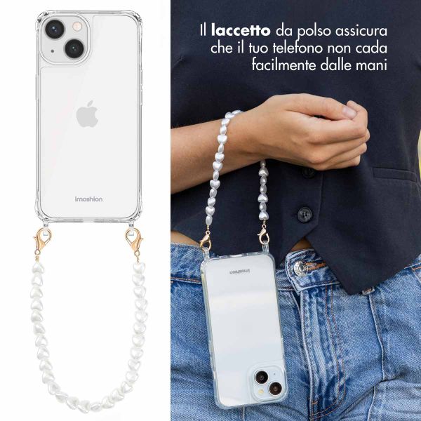imoshion Coque avec dragonne + bracelet Apple iPhone 13 - Perles Cœurs