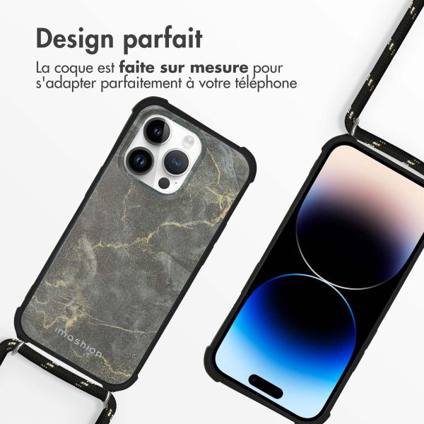 imoshion Coque Design avec cordon Apple iPhone 14 Pro - Black Marble