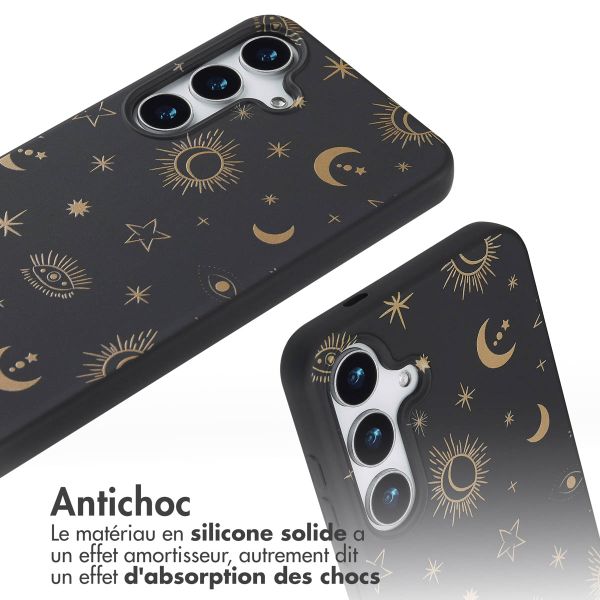 imoshion Coque design en silicone avec cordon Samsung Galaxy S25 - Sky black