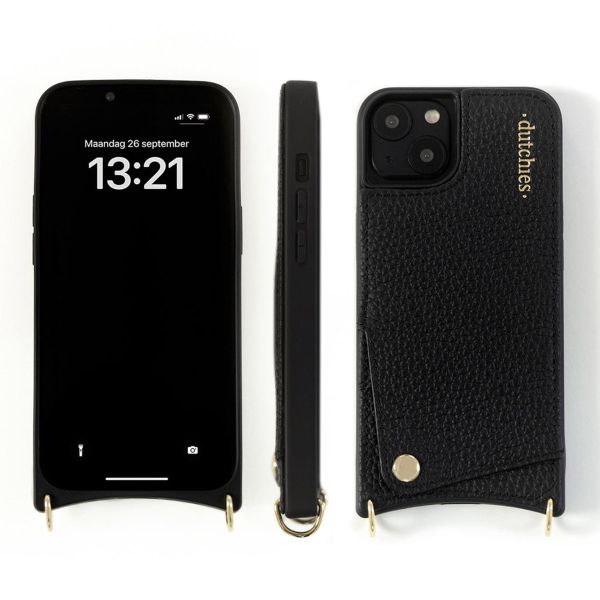 Dutchies Coque avec porte-cartes iPhone16 Pro Max - Cordon de téléphone non inclus - Noir