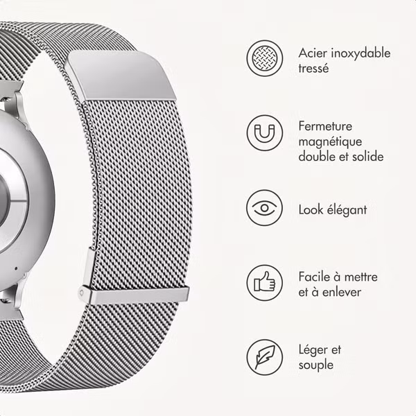 imoshion Bracelet magnétique milanais  - Connexion universelle 20 mm - Argent