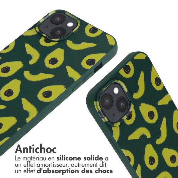 imoshion Coque design en silicone avec cordon Apple iPhone 15 Plus - Avocado Green
