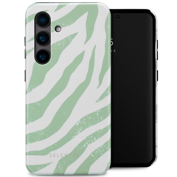 Selencia Coque arrière Vivid Tough Samsung Galaxy S24 - Colorful Zebra Sage Green