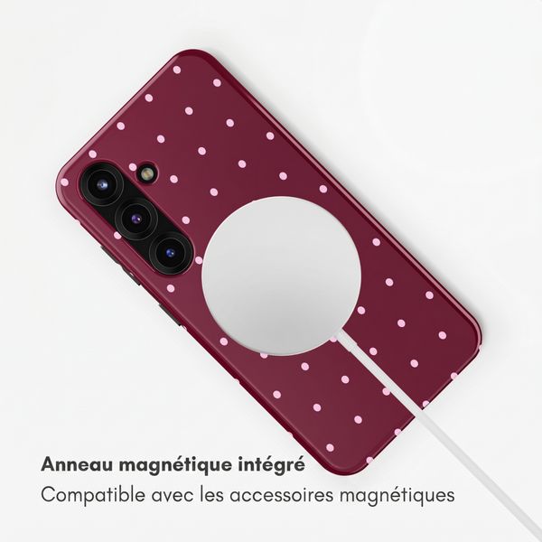 Selencia Coque arrière Vivid avec MagSafe Samsung Galaxy S25 - Happy Dots Burgundy