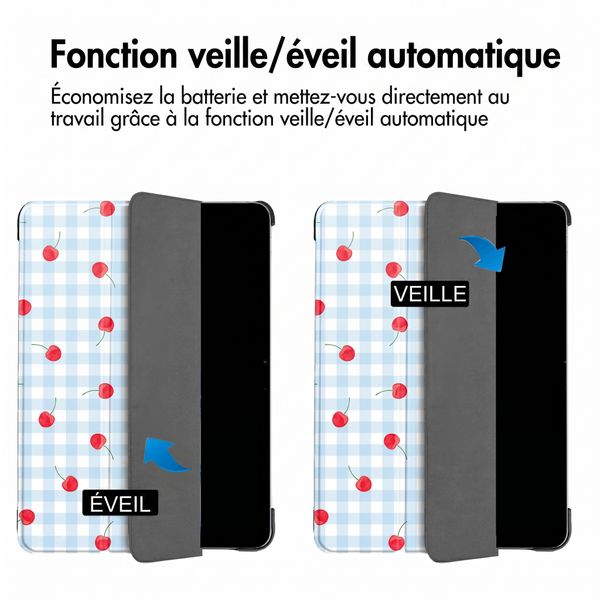 imoshion Coque tablette Design Trifold Samsung Galaxy Tab S9 11.0 pouces / S10 Lite / S10 FE / S9 FE 10.9 pouces - Cherry Check