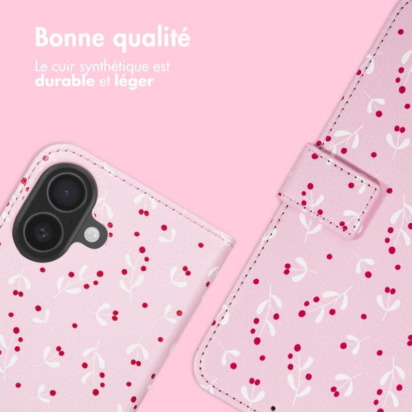 imoshion Étui de télephone portefeuille Design Apple iPhone 16 - Blush Berries