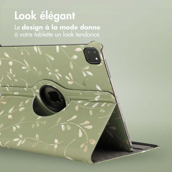 imoshion Coque tablette Design rotatif à 360° Apple iPad Air 13 pouces (2025) M3 / (2024) M2 - Green Flowers