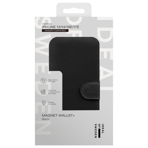 iDeal of Sweden Magnet Wallet+ Étui portefeuille Apple iPhone 17e / 16e / 15 / 14 / 13 - Black