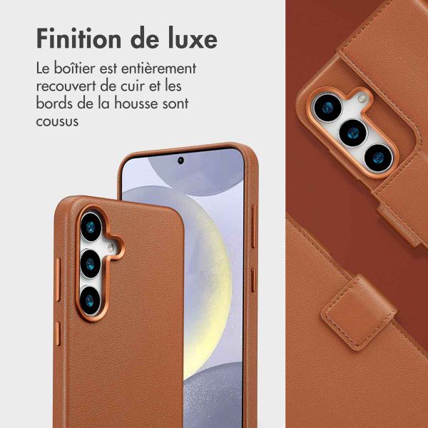 Accezz Étui de téléphone portefeuille en cuir 2-en-1 avec MagSafe Samsung Galaxy S25 Plus - Sienna Brown