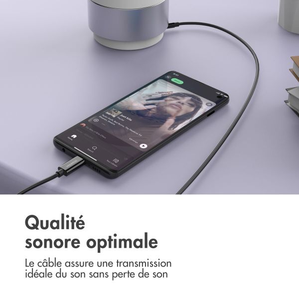 imoshion ﻿Câble AUX - Câble audio 3,5 mm / Jack vers USB-C - Mâle vers USB-C - 1 mètre - Noir