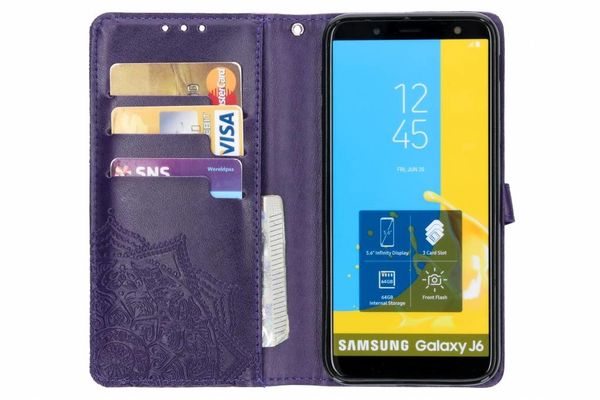 Etui de téléphone portefeuille Samsung Galaxy J6