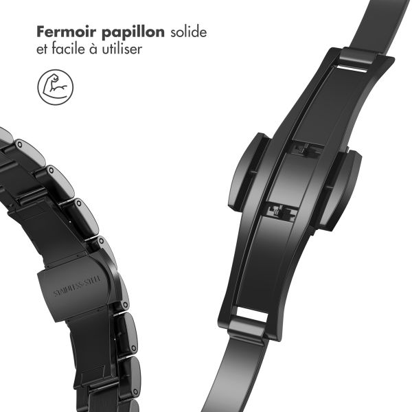 Selencia Bracelet à maillons fin en acier Apple Watch Series 1 t/m 9 / SE (38/40/41 mm) | Series 10 / 11 (42 mm) - Noir