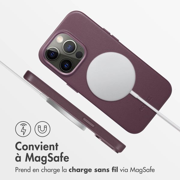 Accezz Coque arrière en cuir avec MagSafe Apple iPhone 14 Pro - Heath Purple