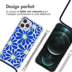 imoshion Coque Design avec cordon Apple iPhone 12 Pro Max - Cobalt Blue Flowers Connect