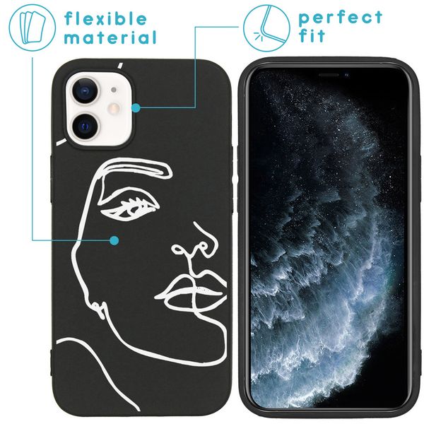 imoshion Coque Design iPhone 12 Mini - Visage abstrait - Blanc