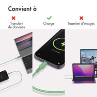 imoshion ﻿Câble Lightning vers USB - Non MFi - Textile tressé - 1 mètre - Vert