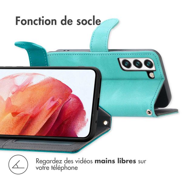 imoshion Etui de téléphone portefeuille avec cordon Samsung Galaxy S21 FE - Turquoise