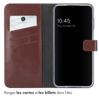 Selencia Étui portefeuille en cuir véritable Samsung Galaxy A16 - Marron foncé