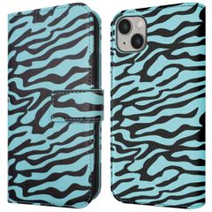 imoshion Étui de télephone portefeuille Design Apple iPhone 14 - Black Blue Stripes