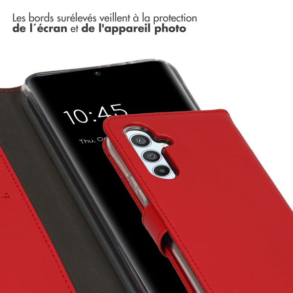 Selencia Étui de téléphone portefeuille en cuir véritable Samsung Galaxy A54 (5G) - Rouge