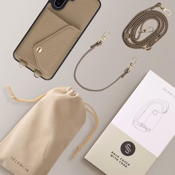 Selencia Coque de télephone Sera avec cordon et porte-cartes enveloppe Samsung Galaxy A17 (5G) - Taupe
