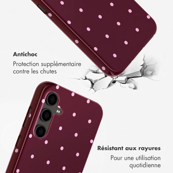 Selencia Coque arrière Vivid Samsung Galaxy S24 FE - Happy Dots Burgundy
