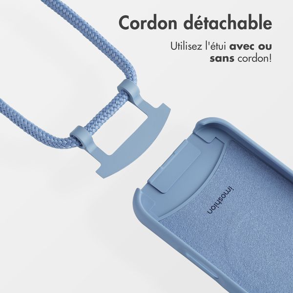 imoshion Coque arrière Color avec cordon amovible et MagSafe Apple iPhone 16 - Ash Blue