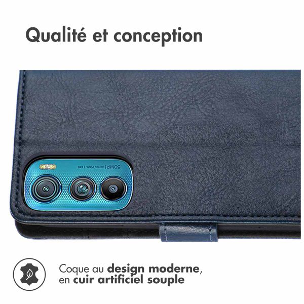 imoshion Étui de téléphone portefeuille Luxe Motorola Edge 30 - Bleu foncé