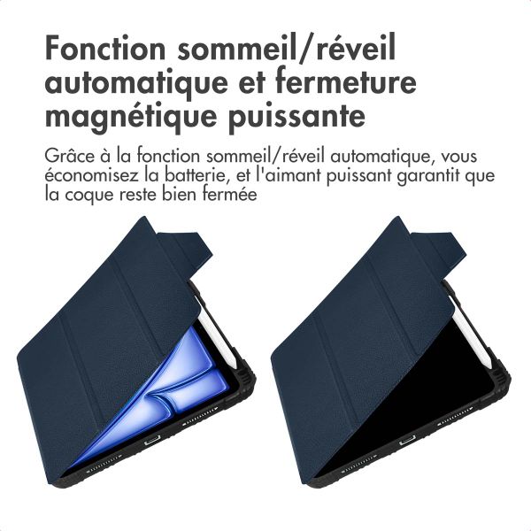 Accezz Coque tablette Rugged Trifold Apple iPad Air 11 pouces (2025) M3 / (2024) M2 / Air 5 (2022) / Air 4 (2020) - Bleu foncé