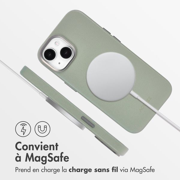 Accezz Coque arrière en cuir avec MagSafe Apple iPhone 15 - Light Grey