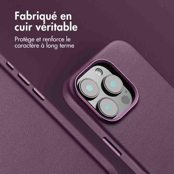 Accezz Coque arrière en cuir avec MagSafe Apple iPhone 16 Pro - Heath Purple