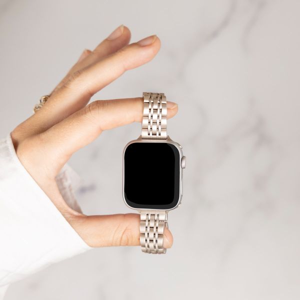 Selencia Bracelet en acier slim style Jubilee Apple Watch Series 1 à 9 / SE (38/40/41 mm) | Series 10 (42 mm) - Lumière Stellaire