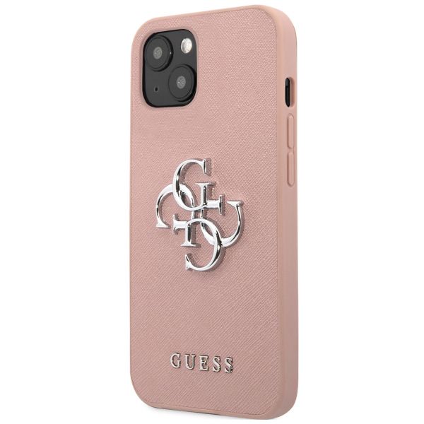 Guess Coque 4G Metal Logo Saffiano Apple iPhone 13 Mini - Rose