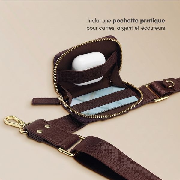 Selencia Cordon de téléphone avec petit sac - Mocha Brown