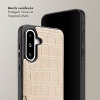 Selencia Coque Croco avec cordon et porte-cartes Nova Samsung Galaxy A36 / A56 - Beige