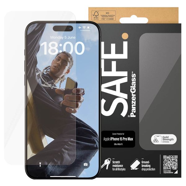 SAFE by PanzerGlass Protection d'écran Ultra-Wide Fit iPhone 15 Pro Max