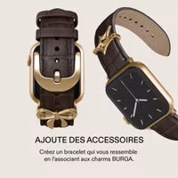 Burga Bracelet en cuir véritable Apple Watch Series 1 - 11 / SE / Ultra (44/45/46/49 mm) - Espresso / Gold