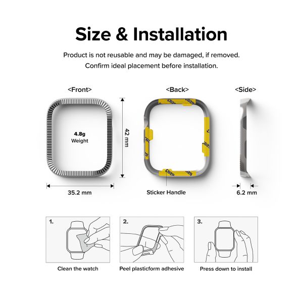 Ringke Style de lunette Apple Watch Series 7 / 8 / 9 - 41 mm - Matte Curve Silver