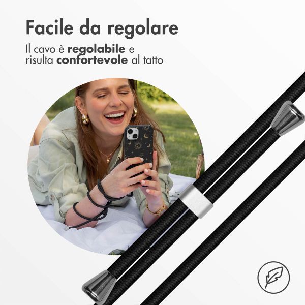 imoshion Coque design en silicone avec cordon Apple iPhone SE (2022 / 2020) / 8 / 7 - Sky Black