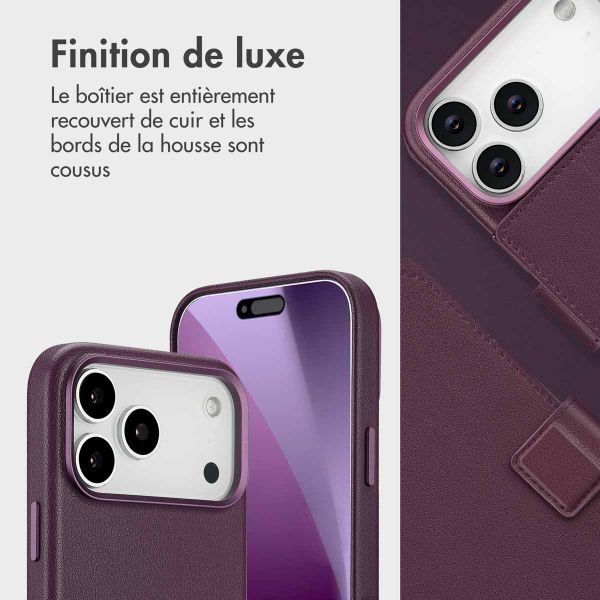 Accezz Étui de téléphone portefeuille en cuir 2-en-1 avec MagSafe Apple iPhone 17 Pro Max - Heath Purple