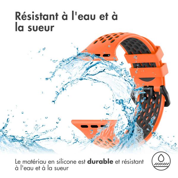 imoshion ﻿Boucle de bracelet de sport en silicone Apple Watch Series 1 á 9 / SE (38/40/41 mm) | Series 10 / 11 (42 mm) - Orange / Noir