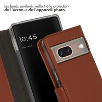 Selencia Étui de téléphone portefeuille en cuir véritable Google Pixel 7 - Brun clair