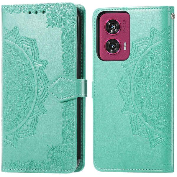 imoshion Etui de téléphone portefeuille Mandala Motorola Edge 50 Fusion - Turquoise