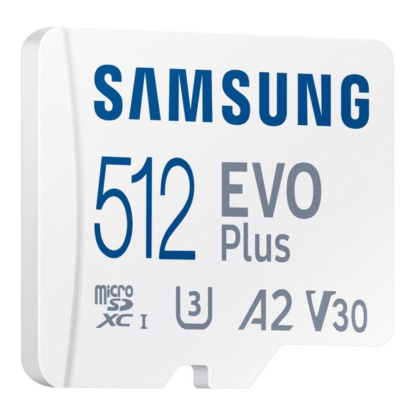 Samsung EVO Plus microSD 2024 - 512GB - Inclus un adaptateur SD - UHS-I/U3/Full HD/4K UHD