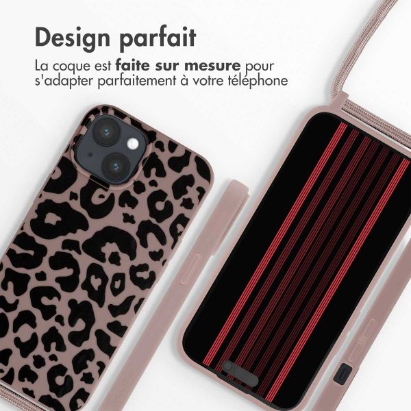imoshion Coque design en silicone avec cordon Apple iPhone 15 - Animal Pink