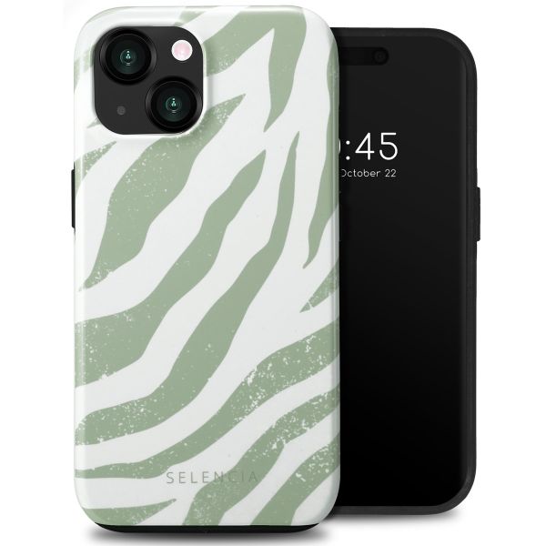 Selencia Coque arrière Vivid Tough iPhone 15  - Colorful Zebra Sage Green