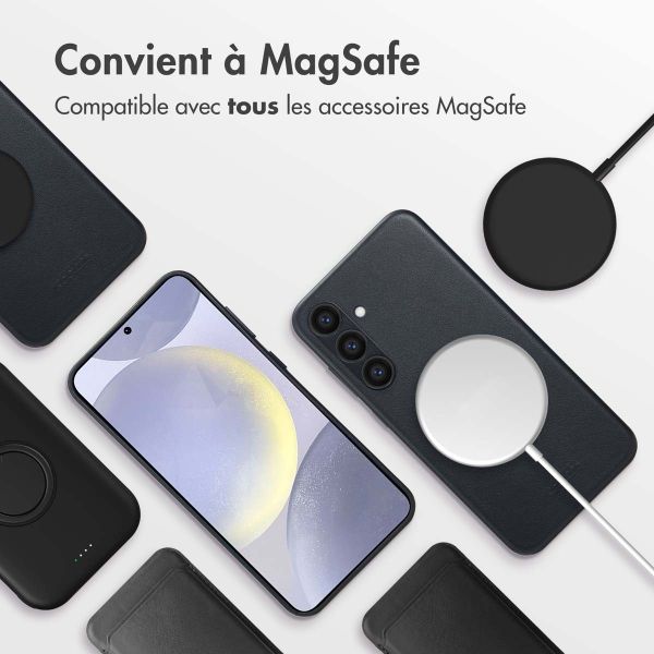 Accezz Coque arrière en cuir avec MagSafe Samsung Galaxy S24 Plus - Onyx Black