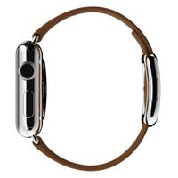 Apple Bracelet Leather Band Modern Buckle Apple Watch Series 1 t/m 9 / SE (38/40/41 mm) | Series 10 / 11 (42 mm) - Taille M - Marron