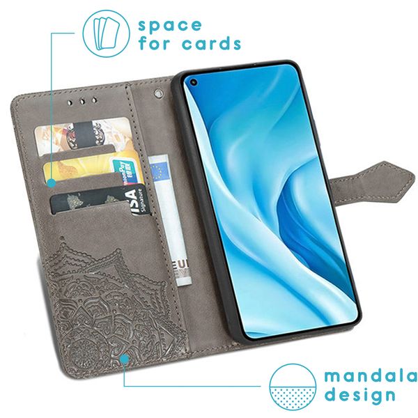 imoshion Etui de télephone Mandala Xiaomi Mi 11 Lite (5G/4G) / 11 Lite 5G NE - Gris