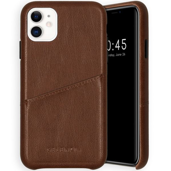 Selencia Coque arrière en cuir végétalien Vayu iPhone 11 - Brun